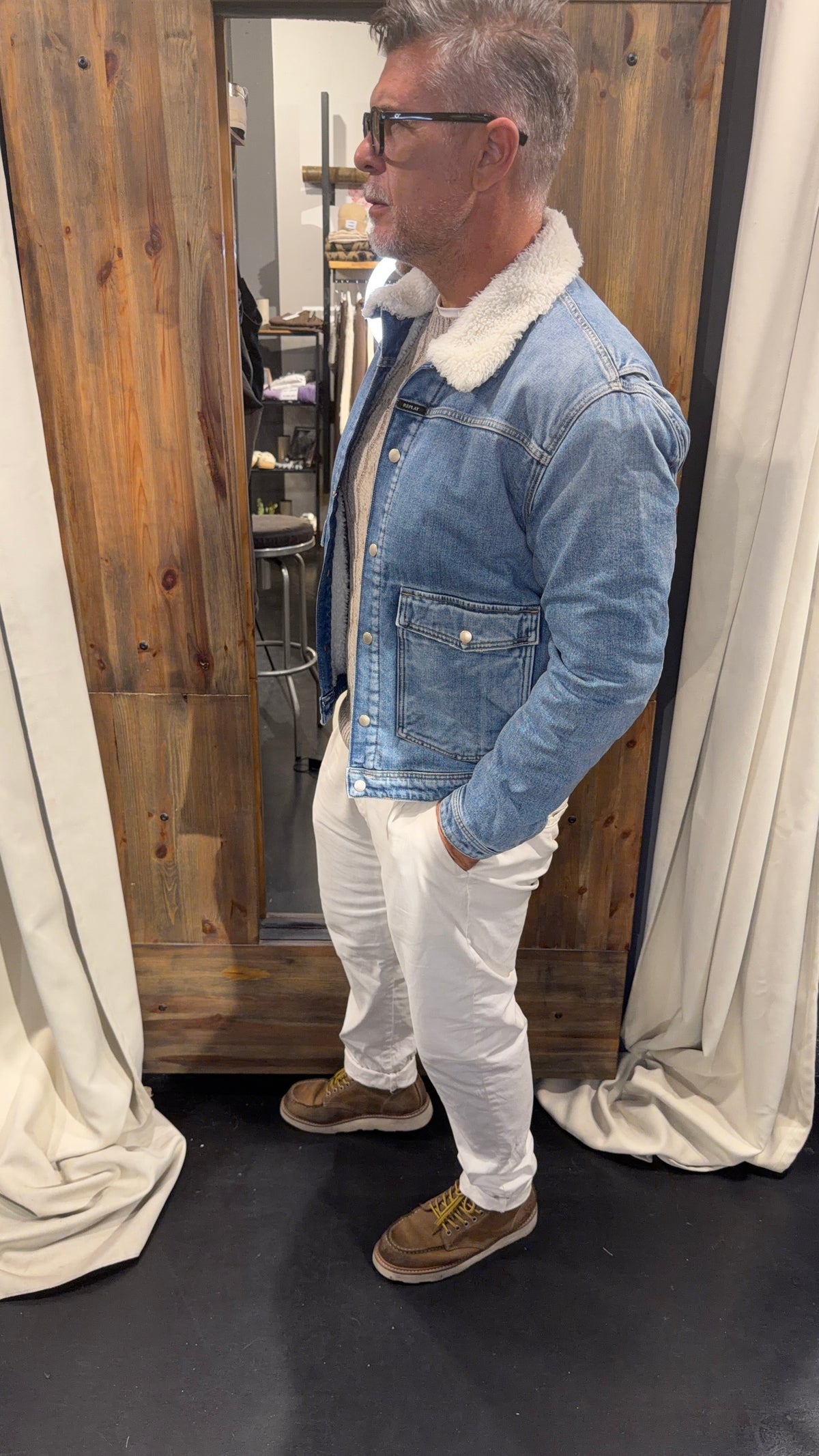 Giubbotto jeans con pelo replay