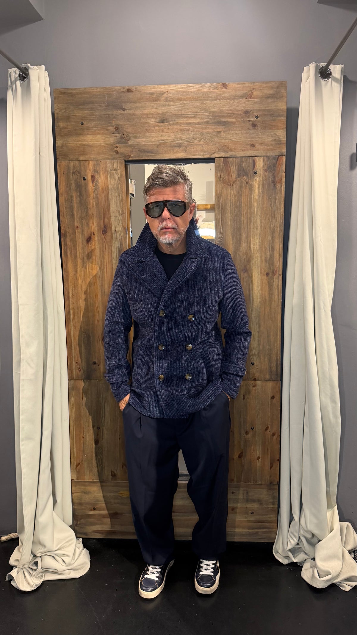 Peacoat doppiopetto koon texture blue