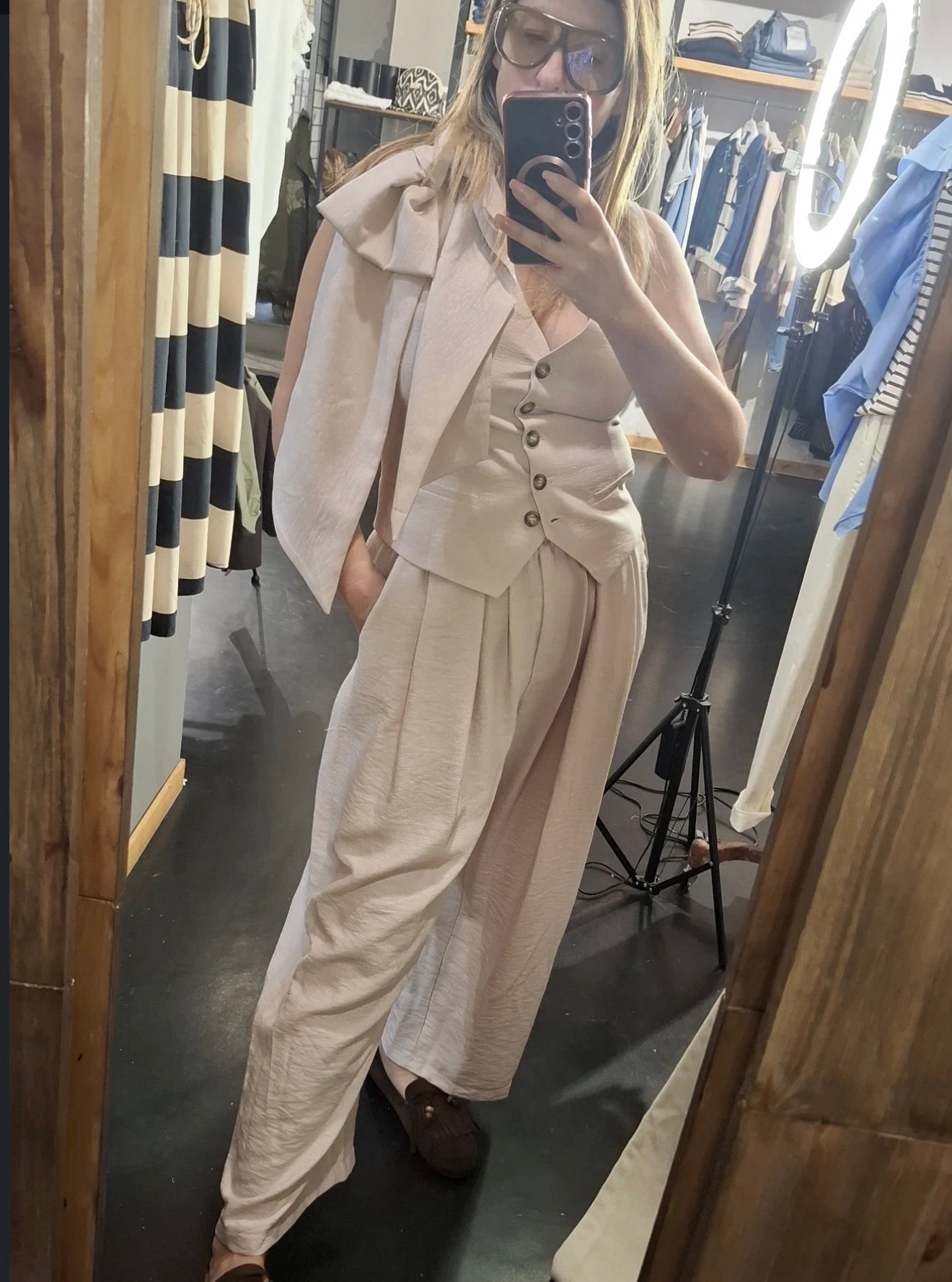 Completo Susy mix gilet con fiocco