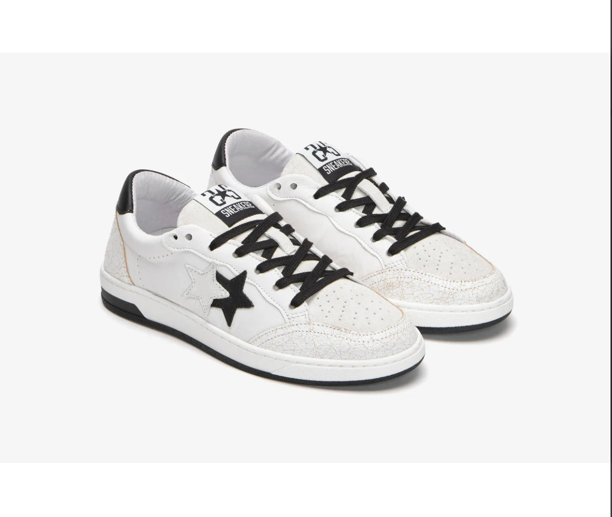 Sneaker 2 star week in pelle con inserto nera