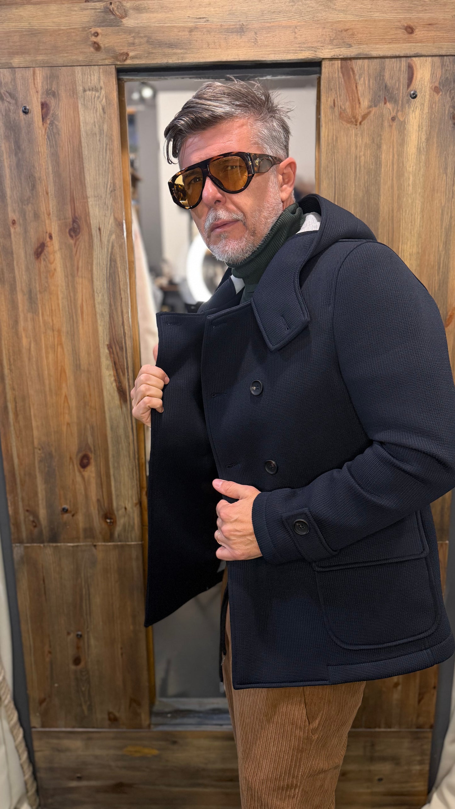 Giubbotto Manchester blu cappuccio