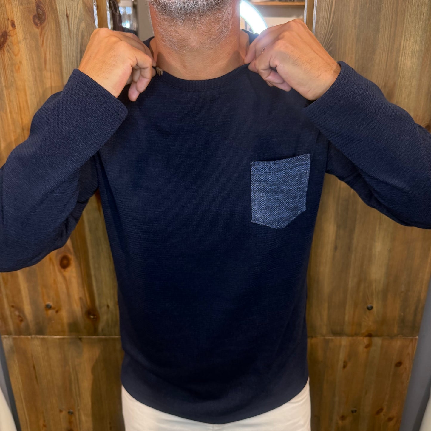 Maglia taschino Boston blu