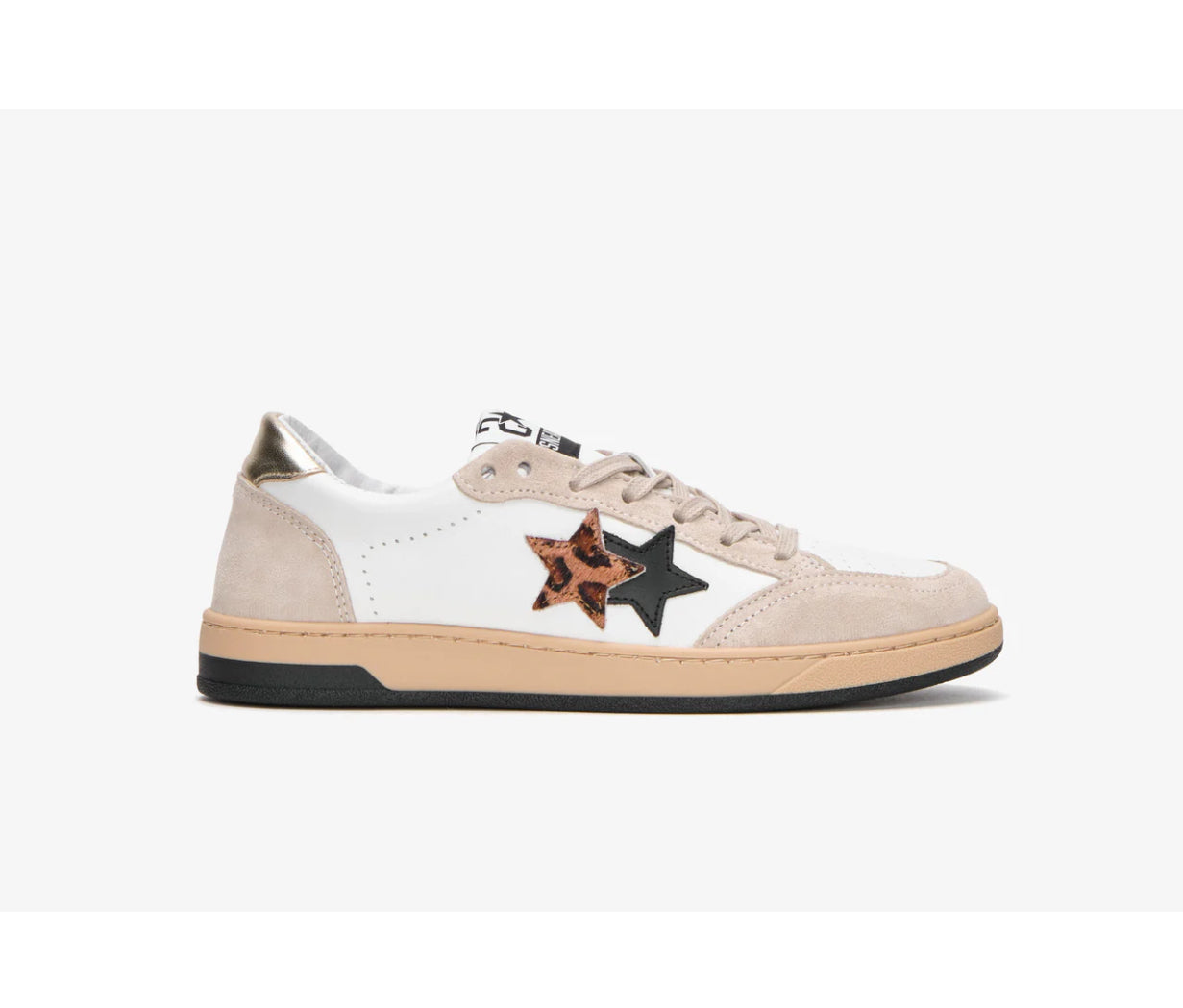 SNEAKER WEEK STAR IN PELLE BIANCA CON DETTAGLI BEIGE, NERO E LEOPARDATO
