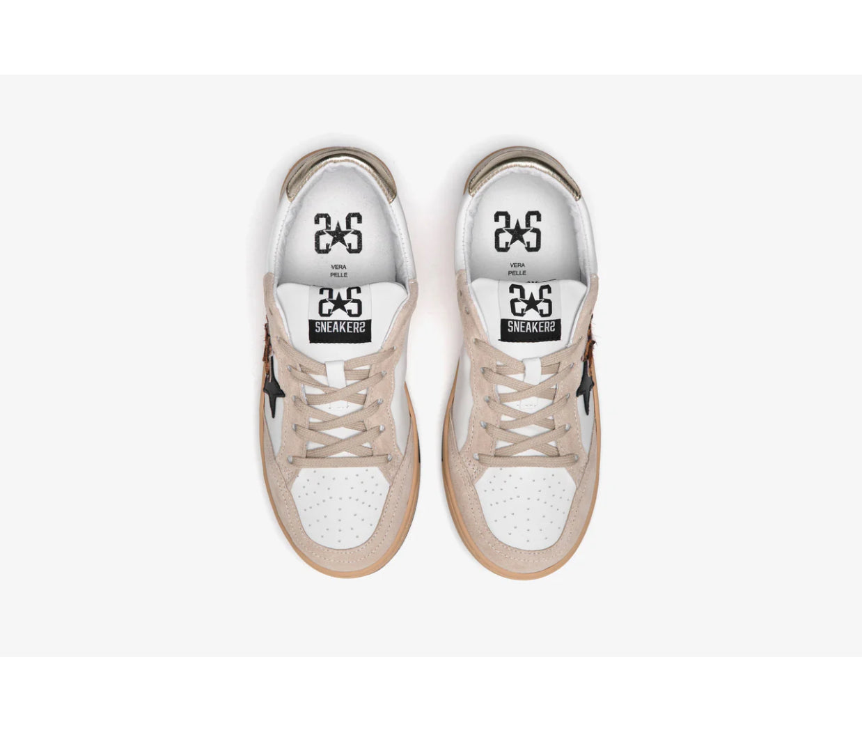 SNEAKER WEEK STAR IN PELLE BIANCA CON DETTAGLI BEIGE, NERO E LEOPARDATO