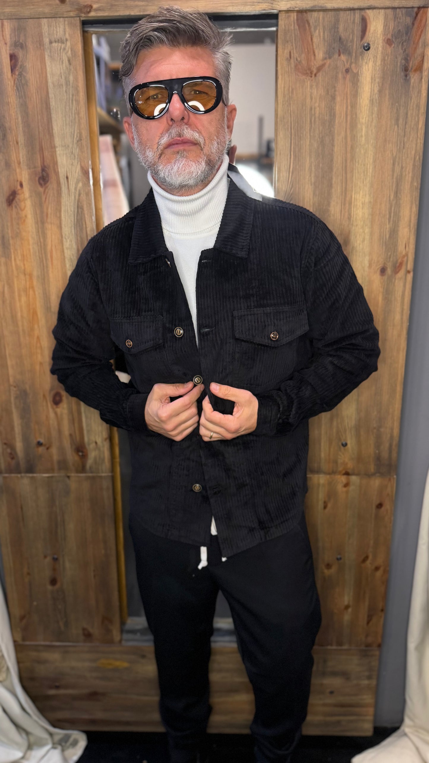 Overshirt velluto nera