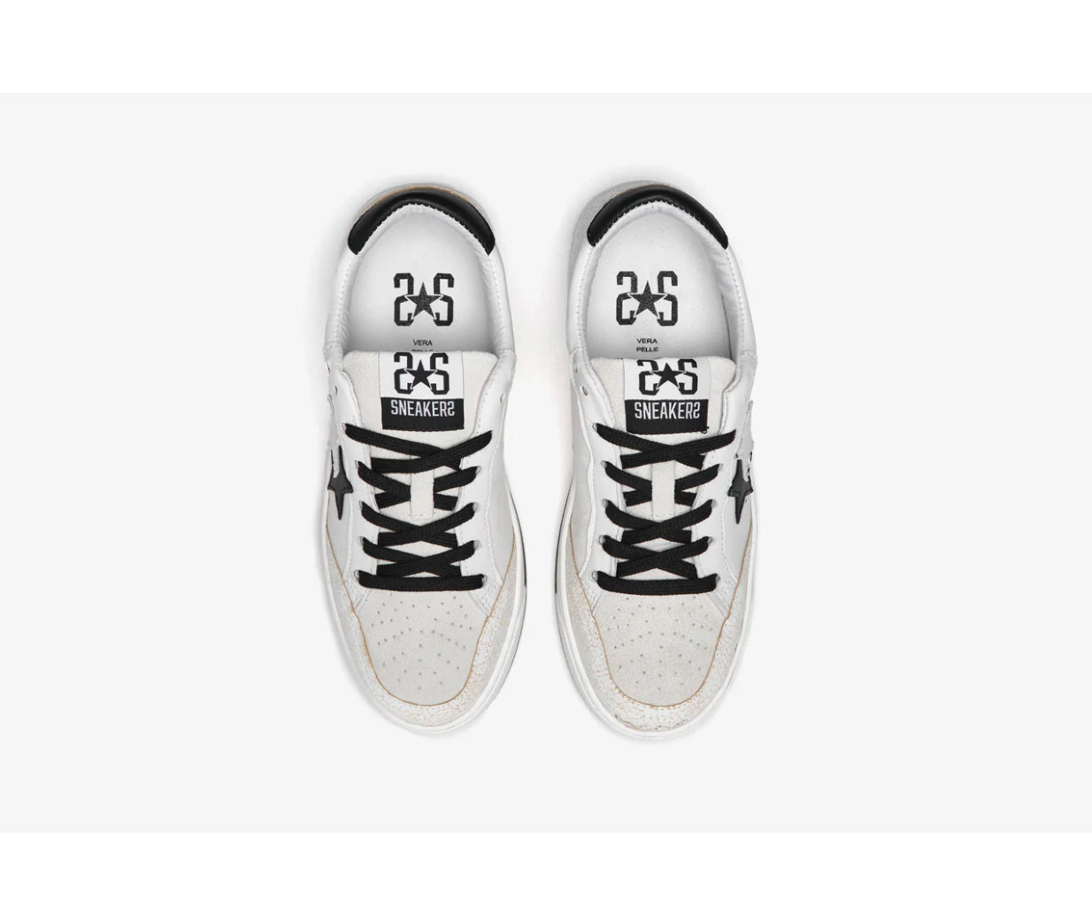 Sneaker 2 star week in pelle con inserto nera