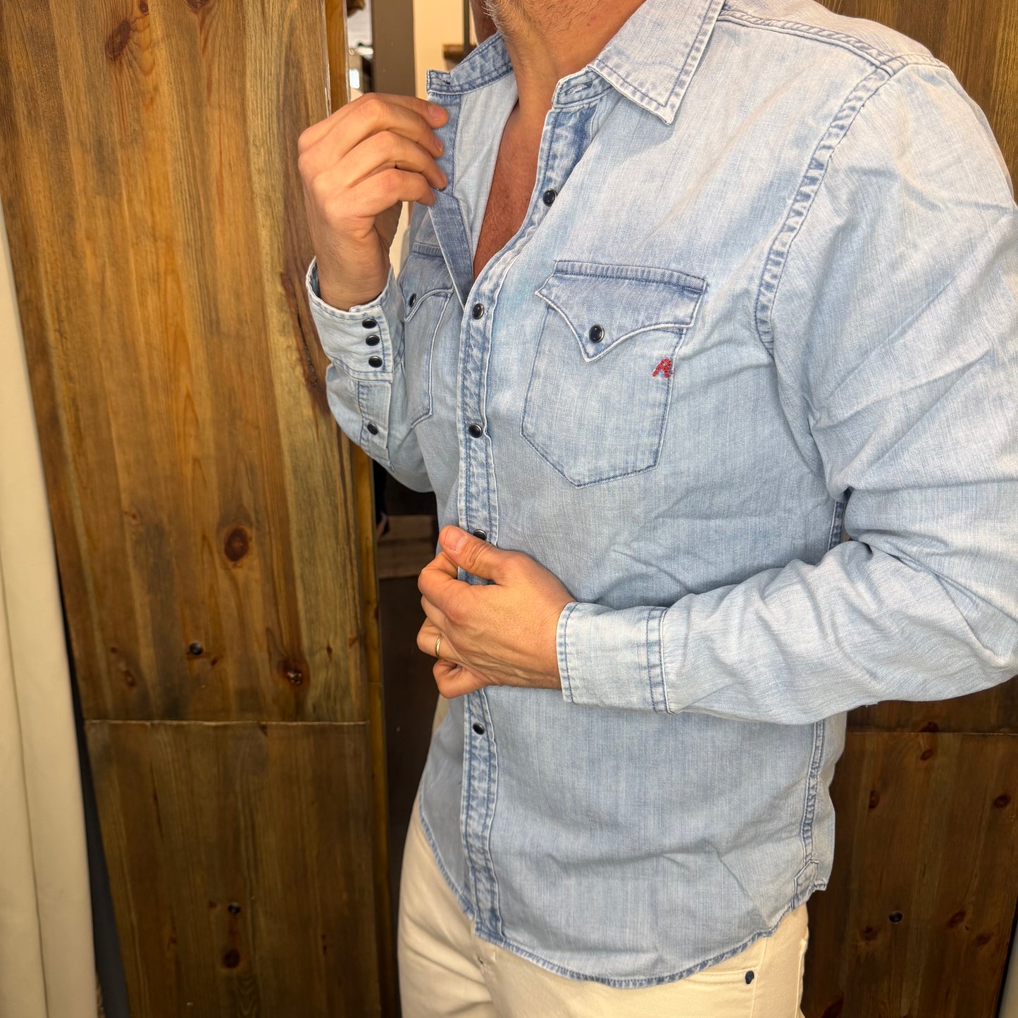 Camicia denim replay stone bleach