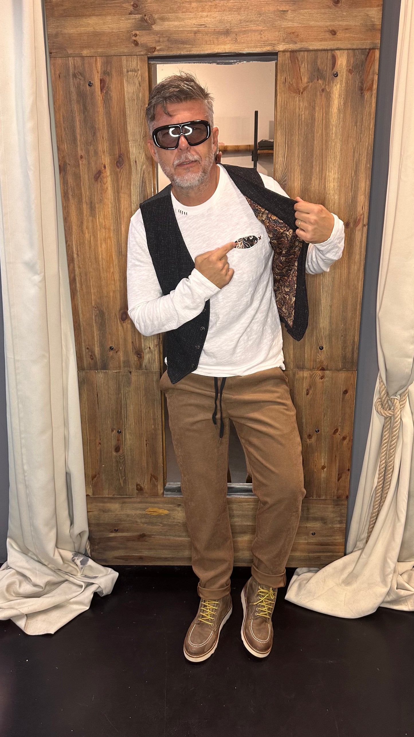 Maglia taschino panna