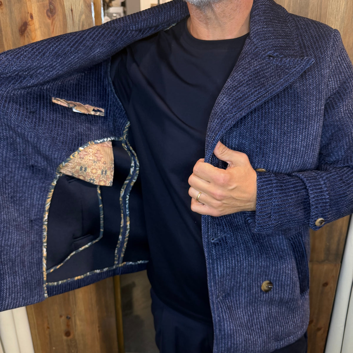 Peacoat doppiopetto koon texture blue