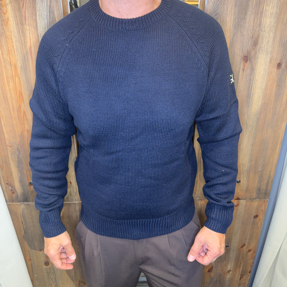 Maglia Gianni lupo girocollo raglan blu