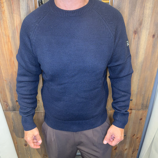 Maglia Gianni lupo girocollo raglan blu