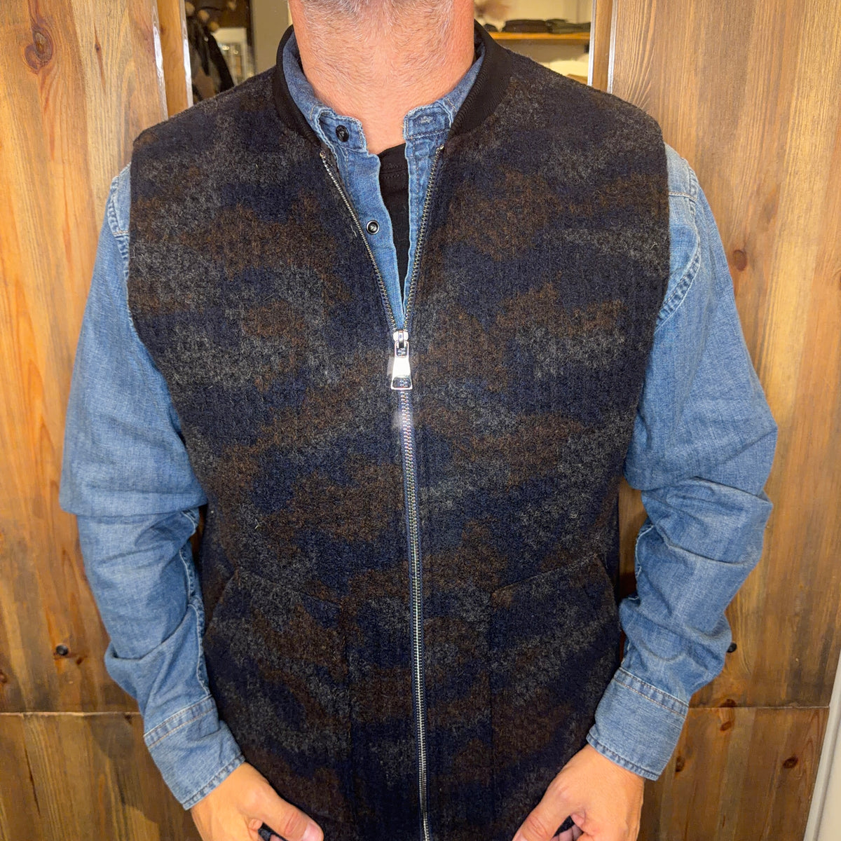 Gilet zip camouflage blu hendrix