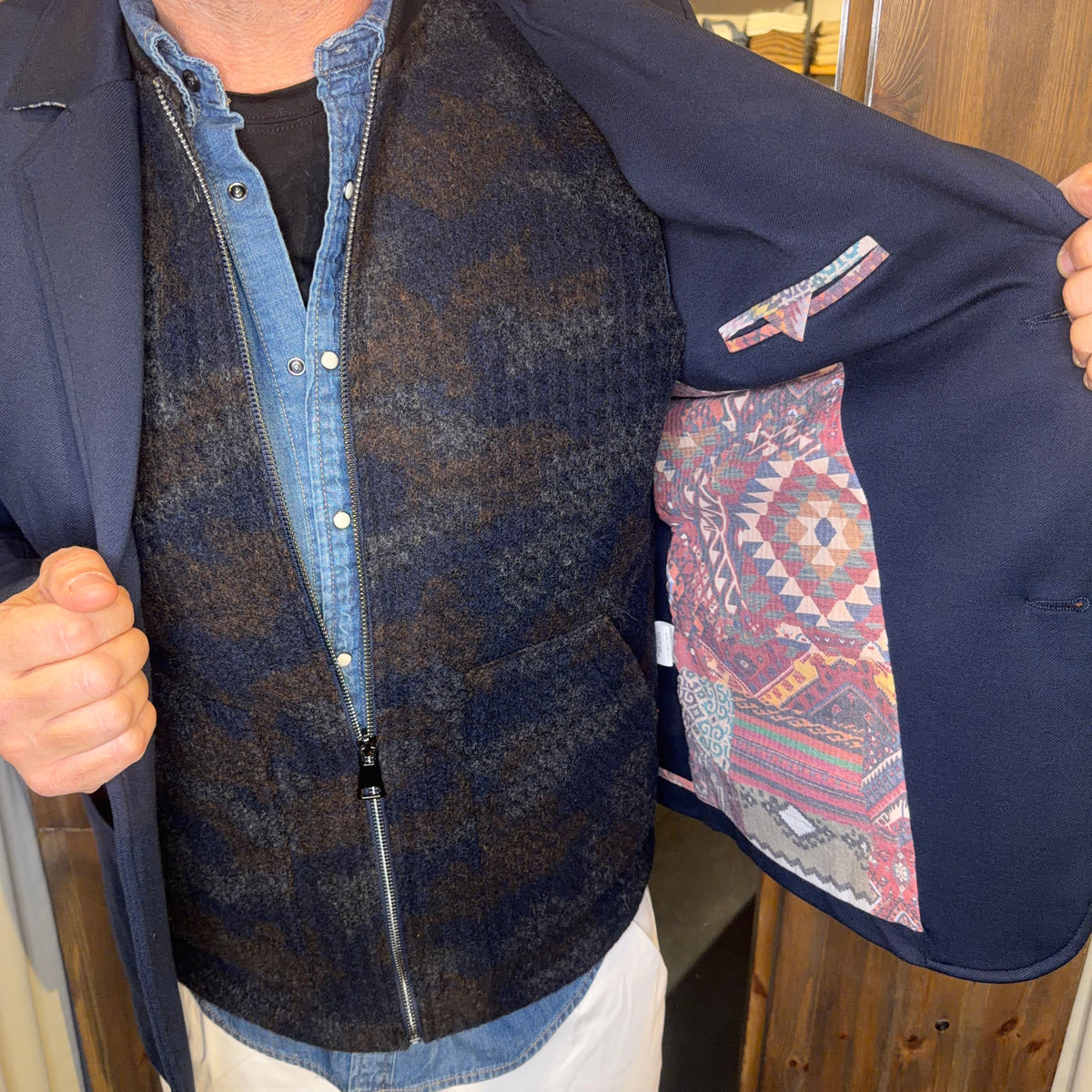 Gilet zip camouflage blu hendrix