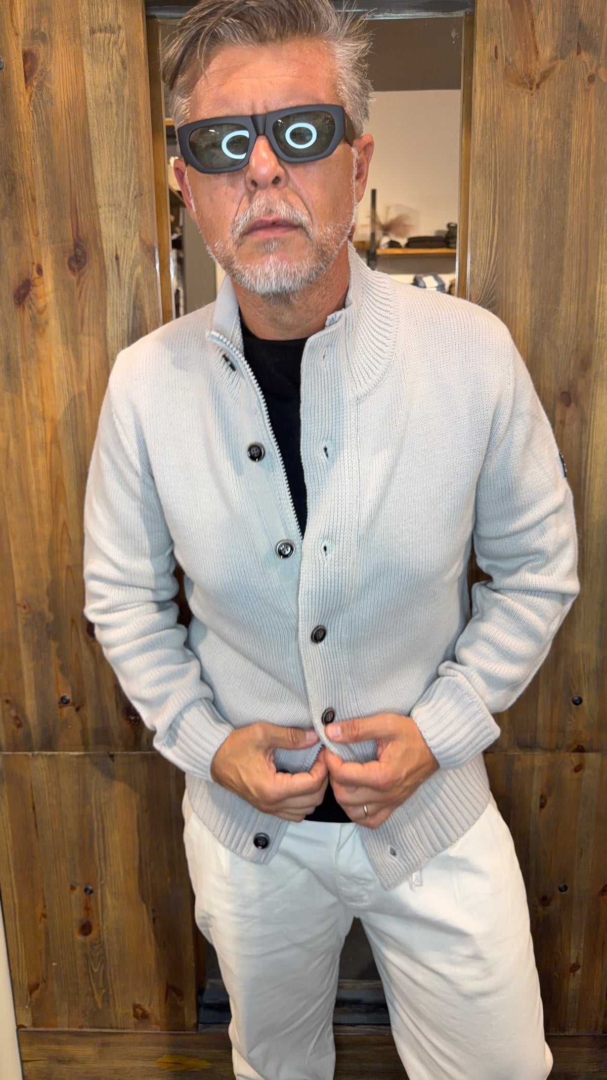 Cardigan Gianni lupo wembley grigio perla