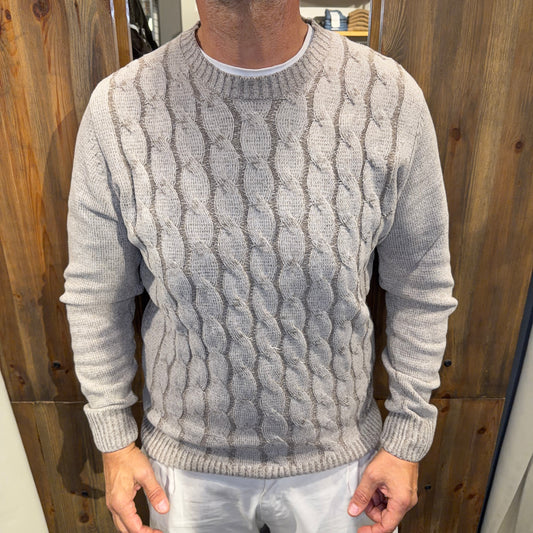 Maglia trecce En avance tortora