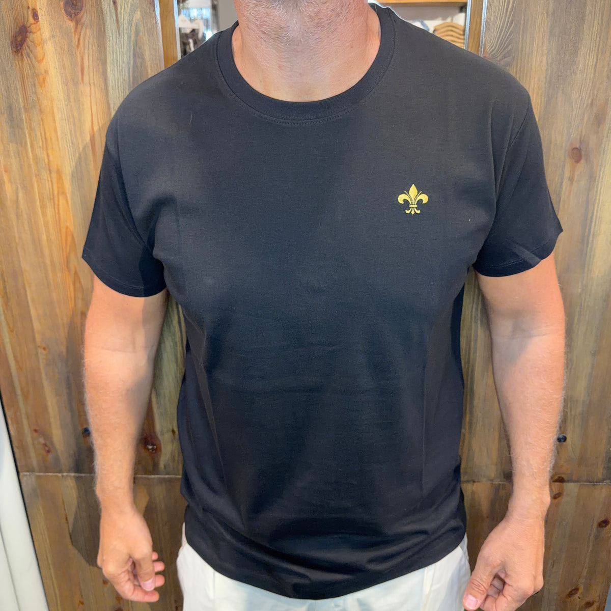 T-shirt BEART casual giglio oro nera