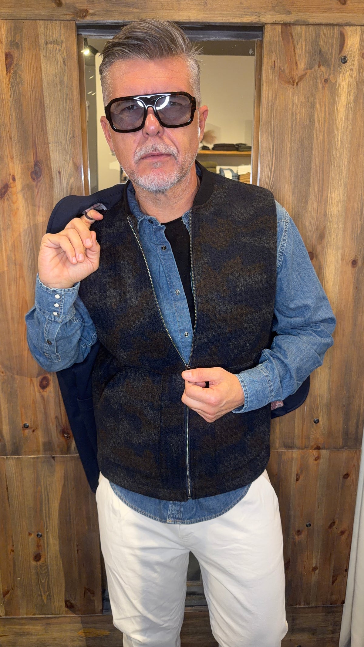 Gilet zip camouflage blu hendrix