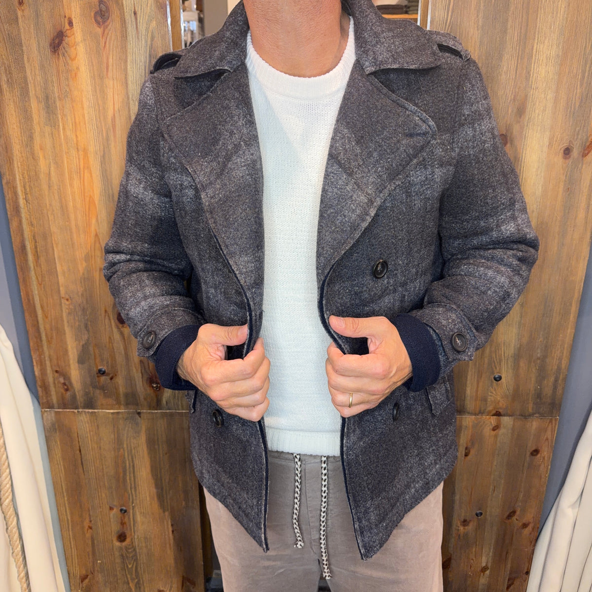 Peacoat misto lana Cortina quadri