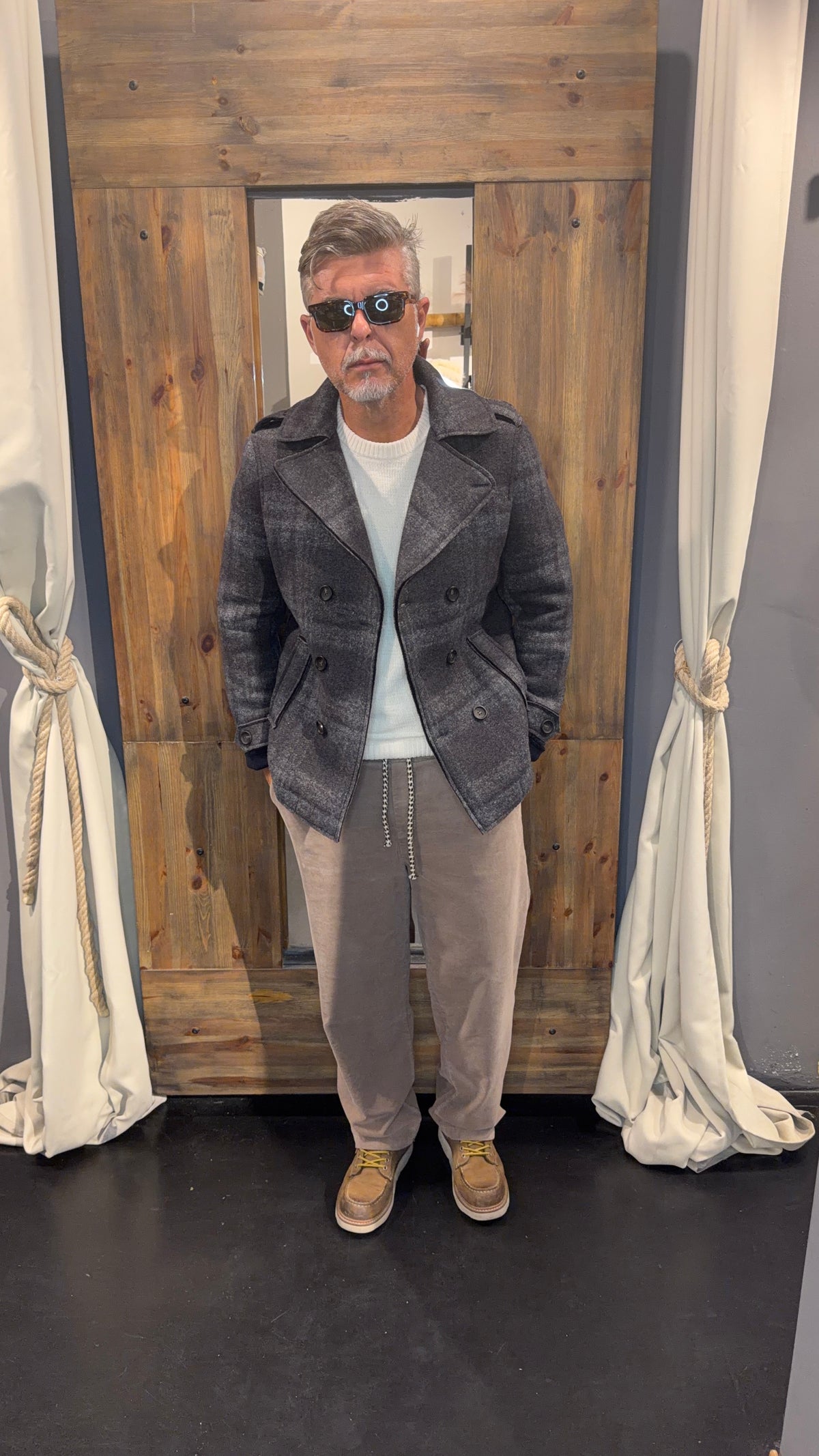 Peacoat misto lana Cortina quadri