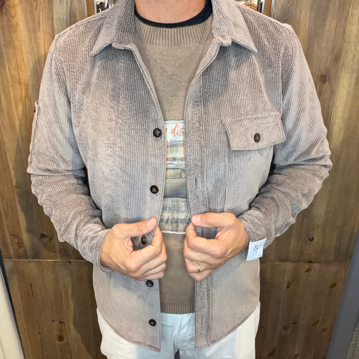 Overshirt velluto Cervinia tortora