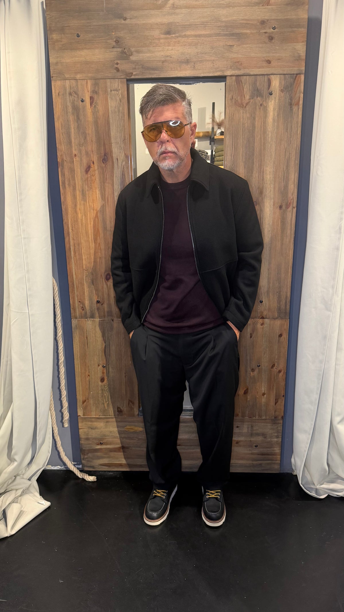 Giubbotto zip Galerie nero misto lana