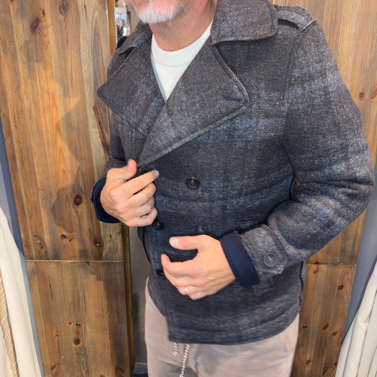 Peacoat misto lana Cortina quadri
