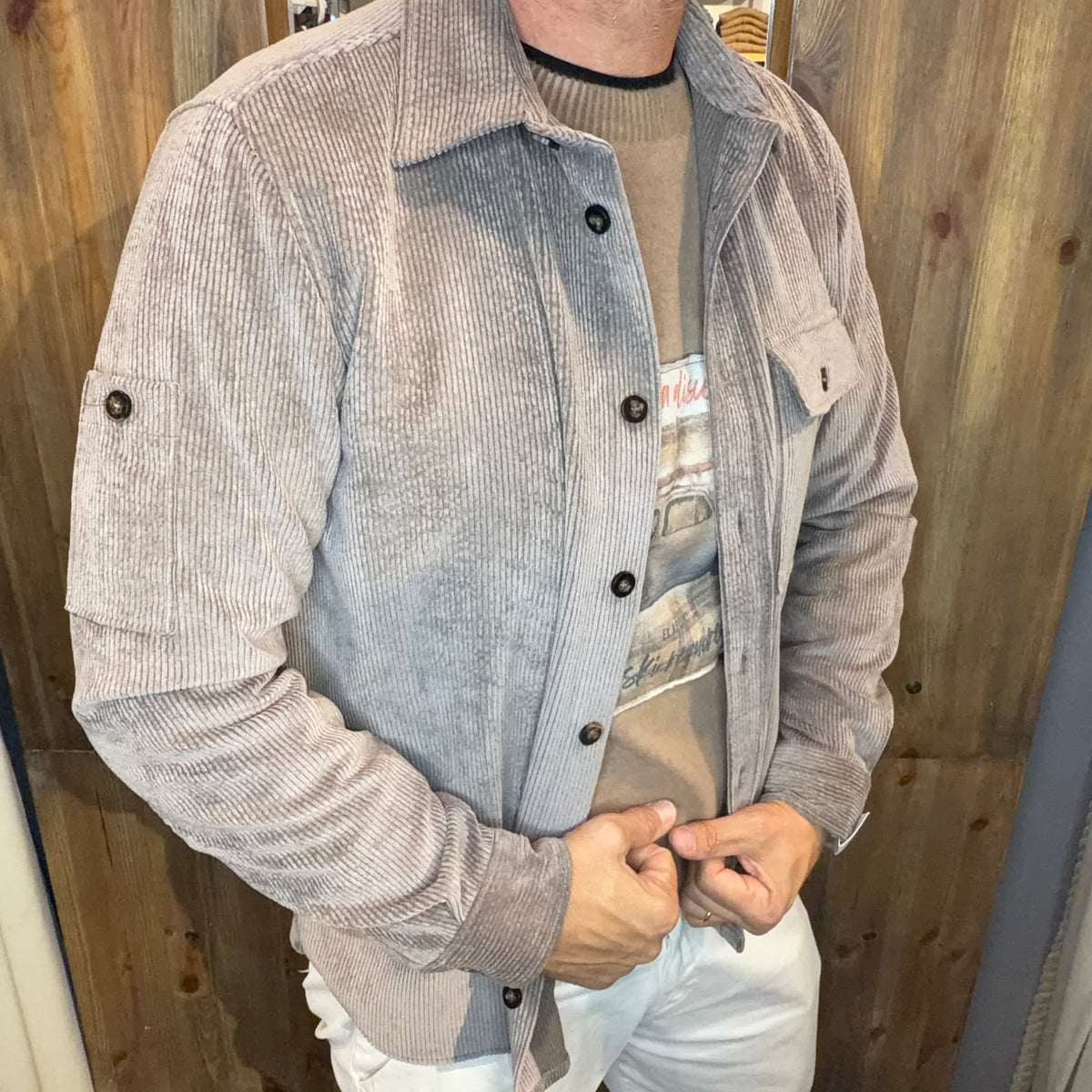 Overshirt velluto Cervinia tortora