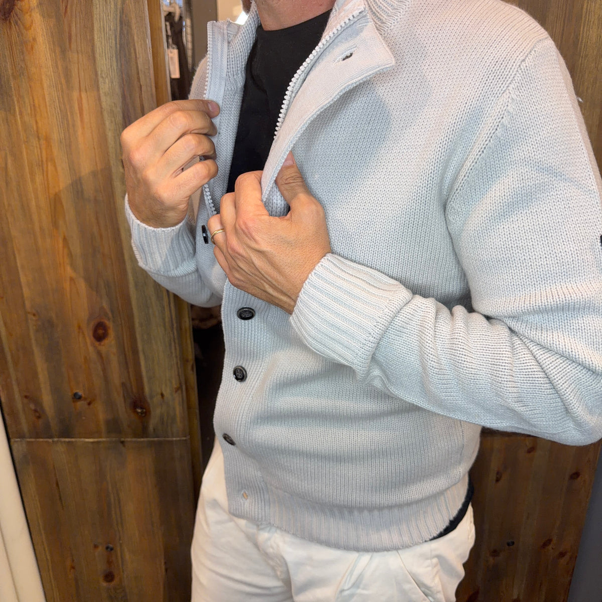 Cardigan Gianni lupo wembley grigio perla
