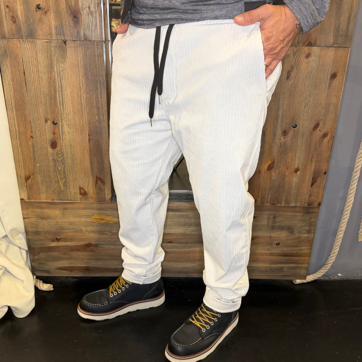 Pantalaccio velluto living panna