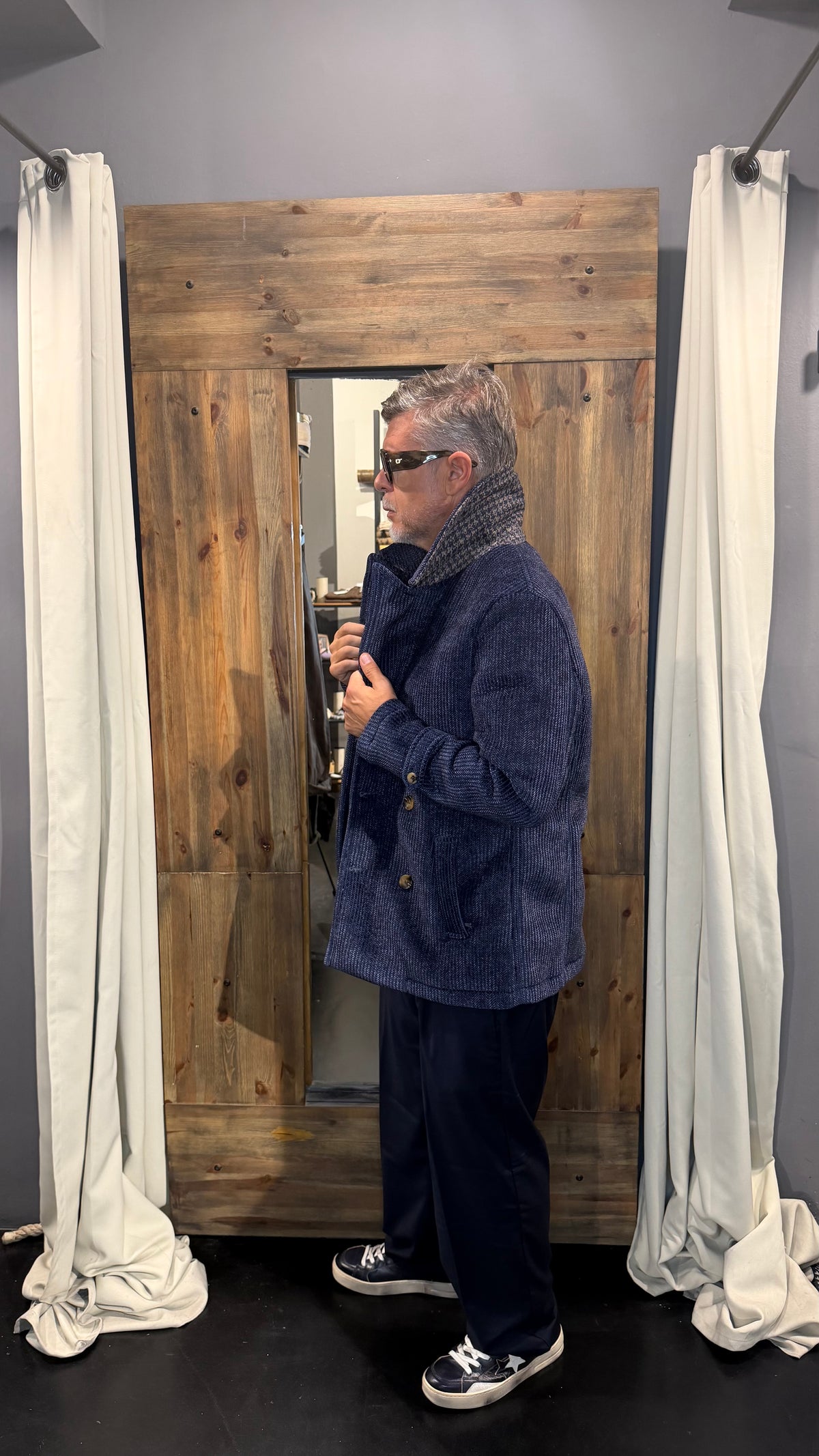 Peacoat doppiopetto koon texture blue
