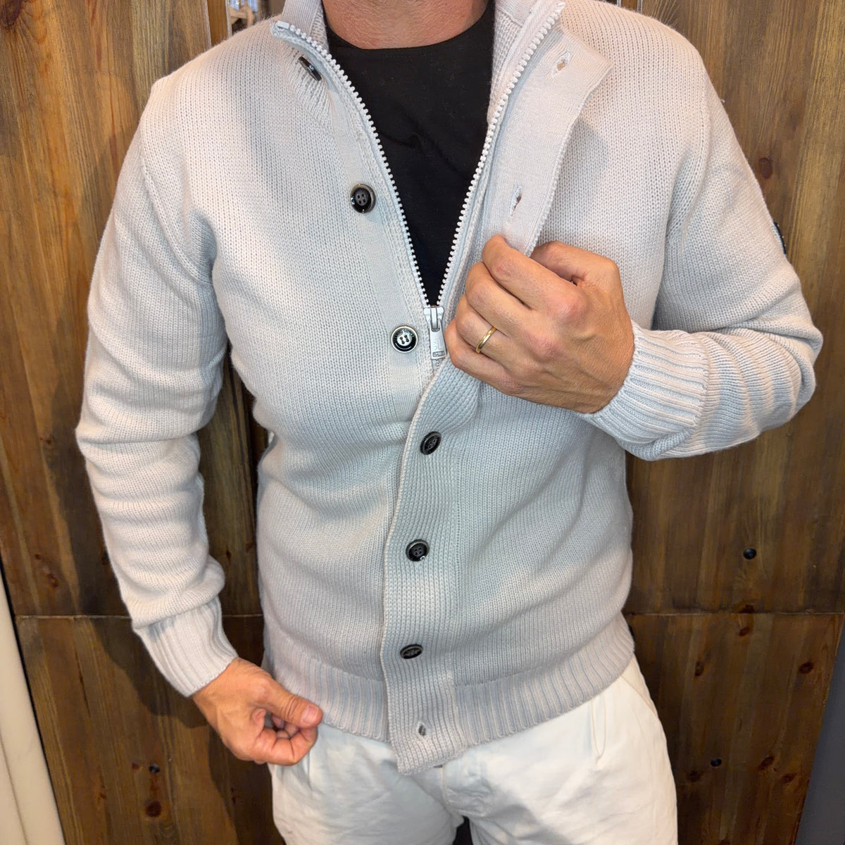 Cardigan Gianni lupo wembley grigio perla