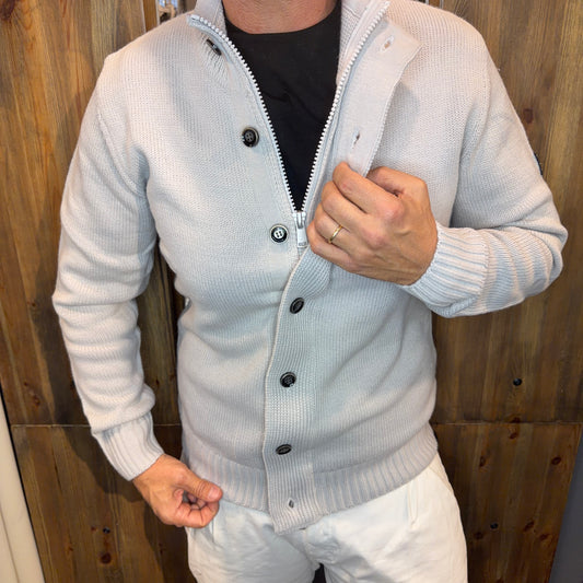 Cardigan Gianni lupo wembley grigio perla