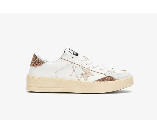 Sneaker 2 star Enjoy con dettagli dorati