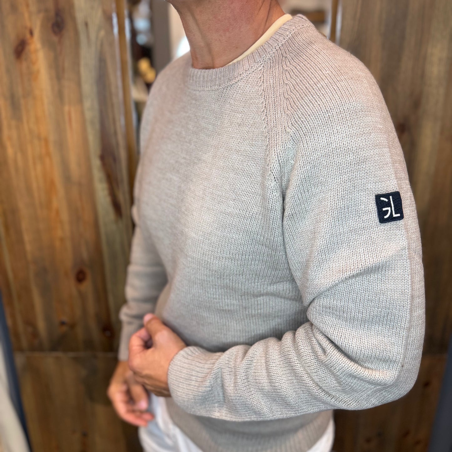 Maglia Gianni lupo girocollo raglan beige