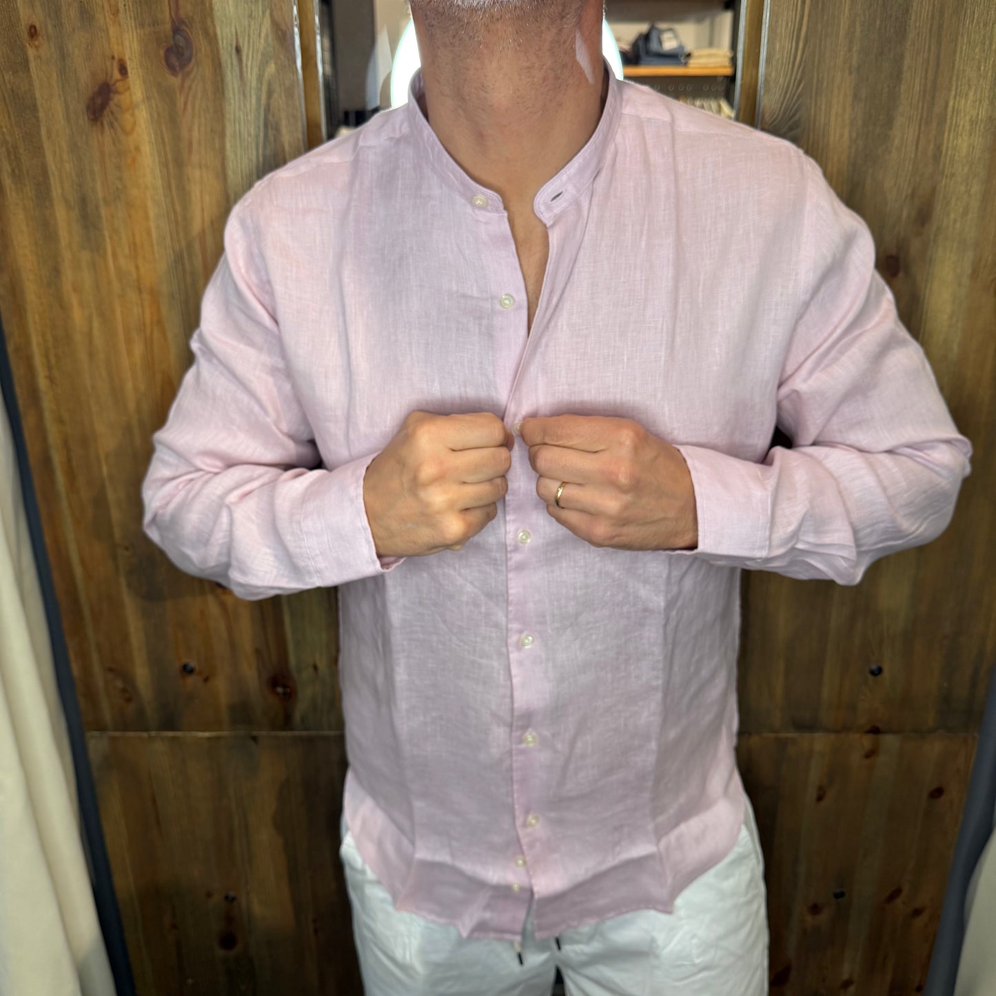 Camicia en avance rosa coreana