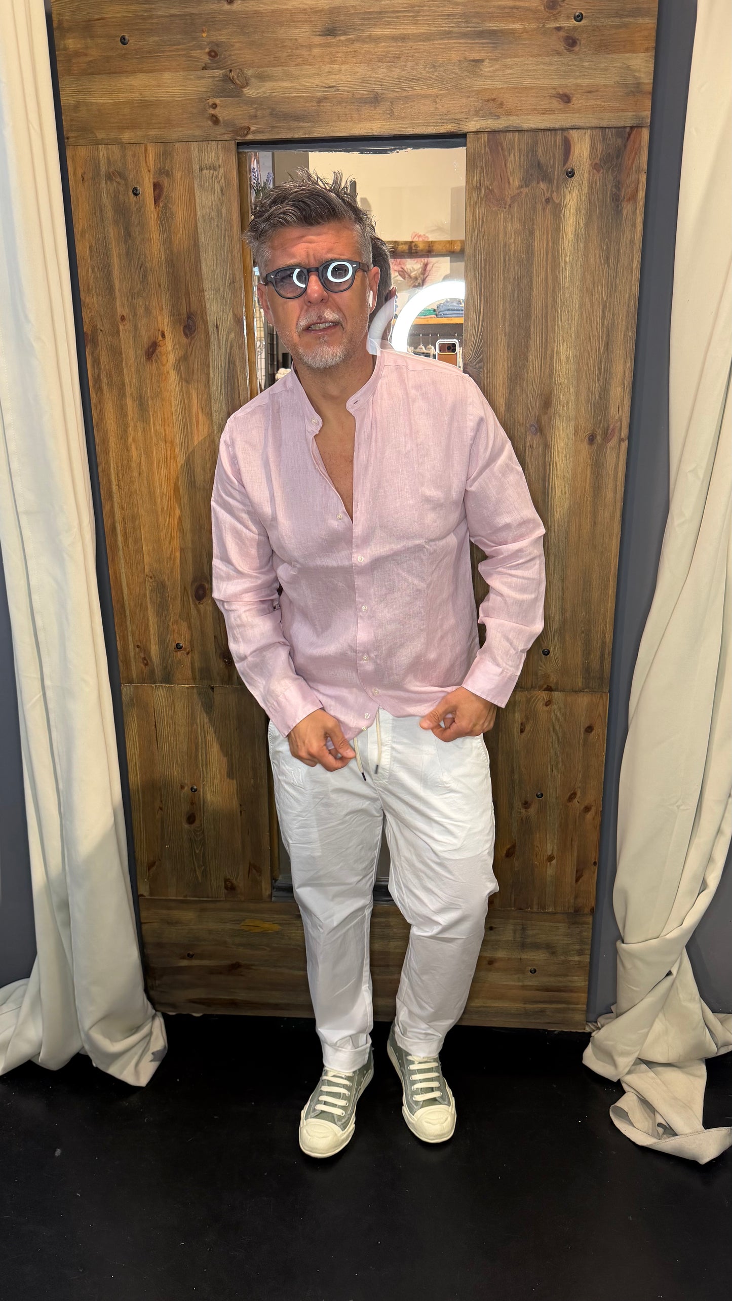 Camicia en avance rosa coreana