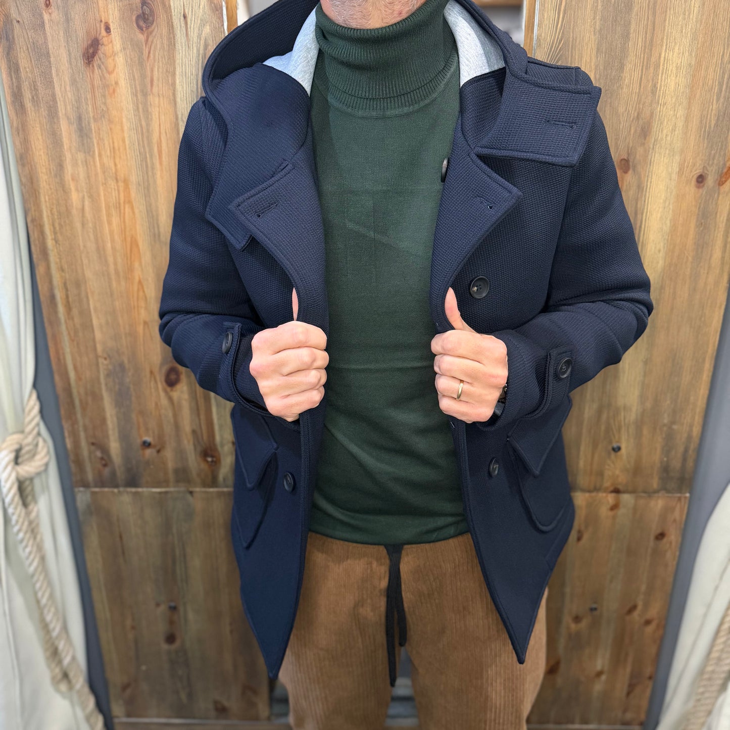 Giubbotto Manchester blu cappuccio