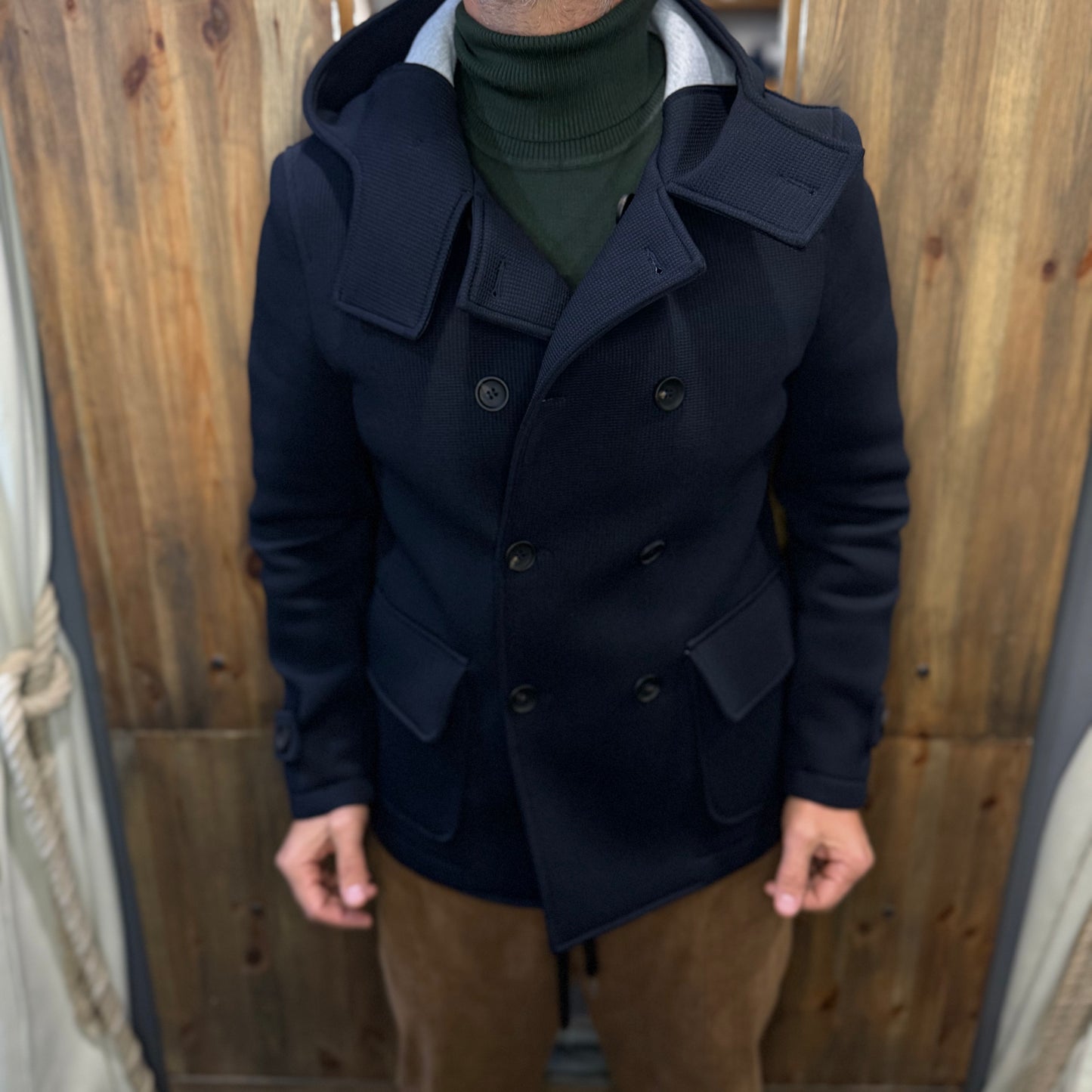 Giubbotto Manchester blu cappuccio