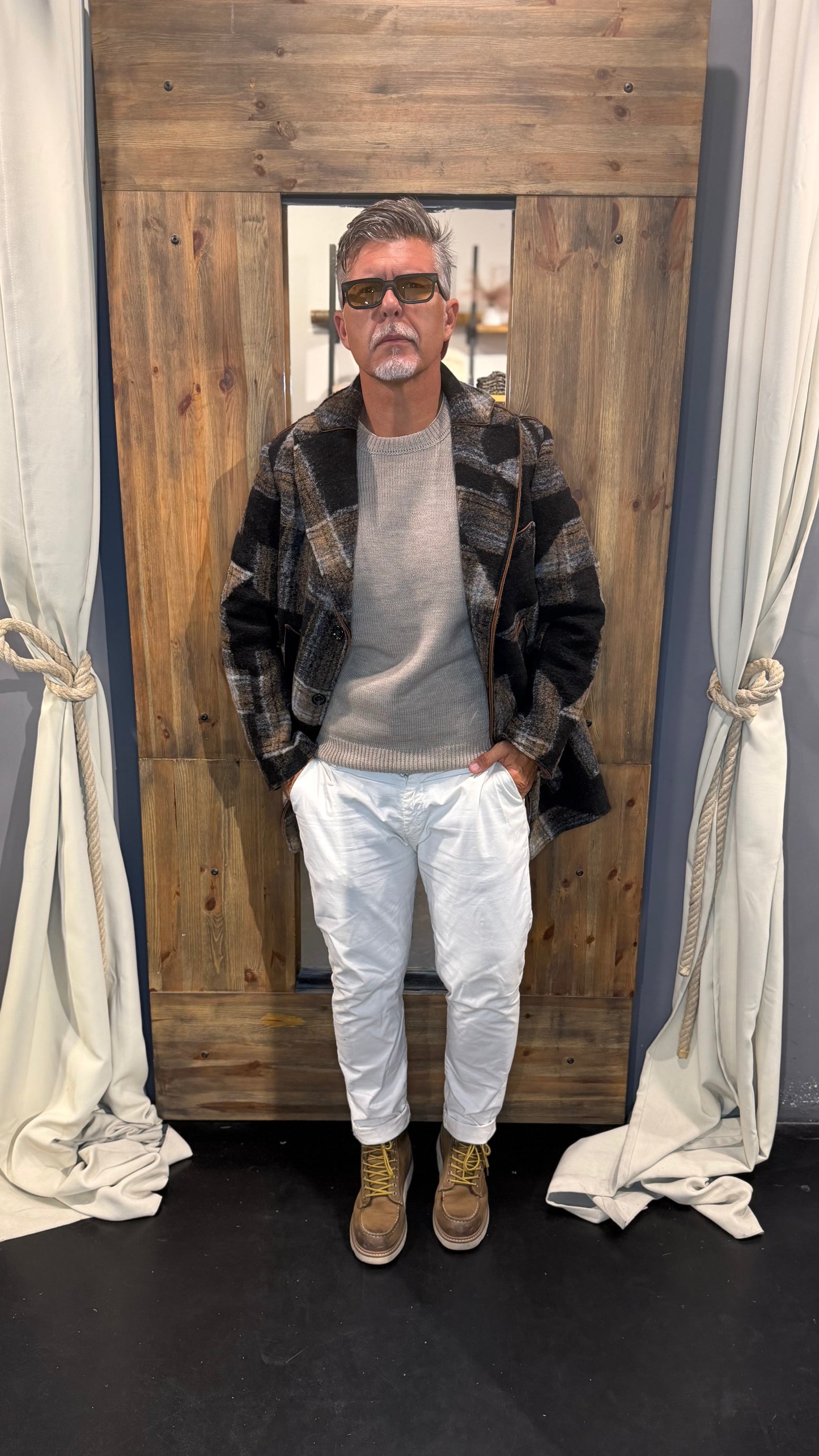 Pantalone Chinos Uomo in Cotone Stretch con Elastico in Vita – Bianco Panna