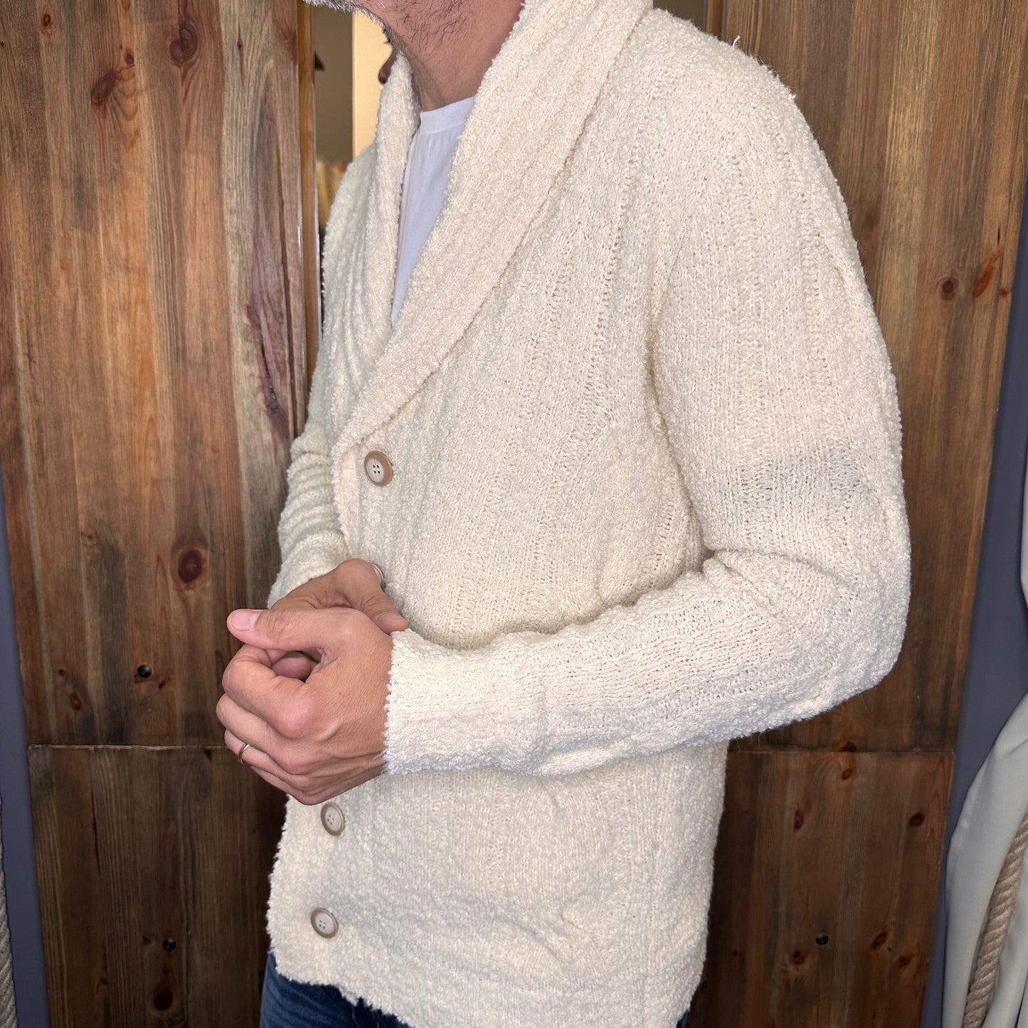 CARDIGAN ANIMA KNITWEAR EFFETTO SPUGNA