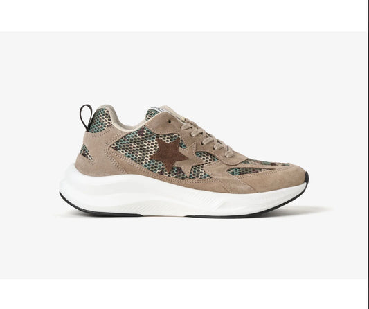SNEAKER RUN STAR IN NYLON MIMETICO CON DETTAGLI BEIGE