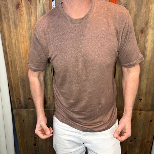 T-shirt Lino alta tensione tabacco