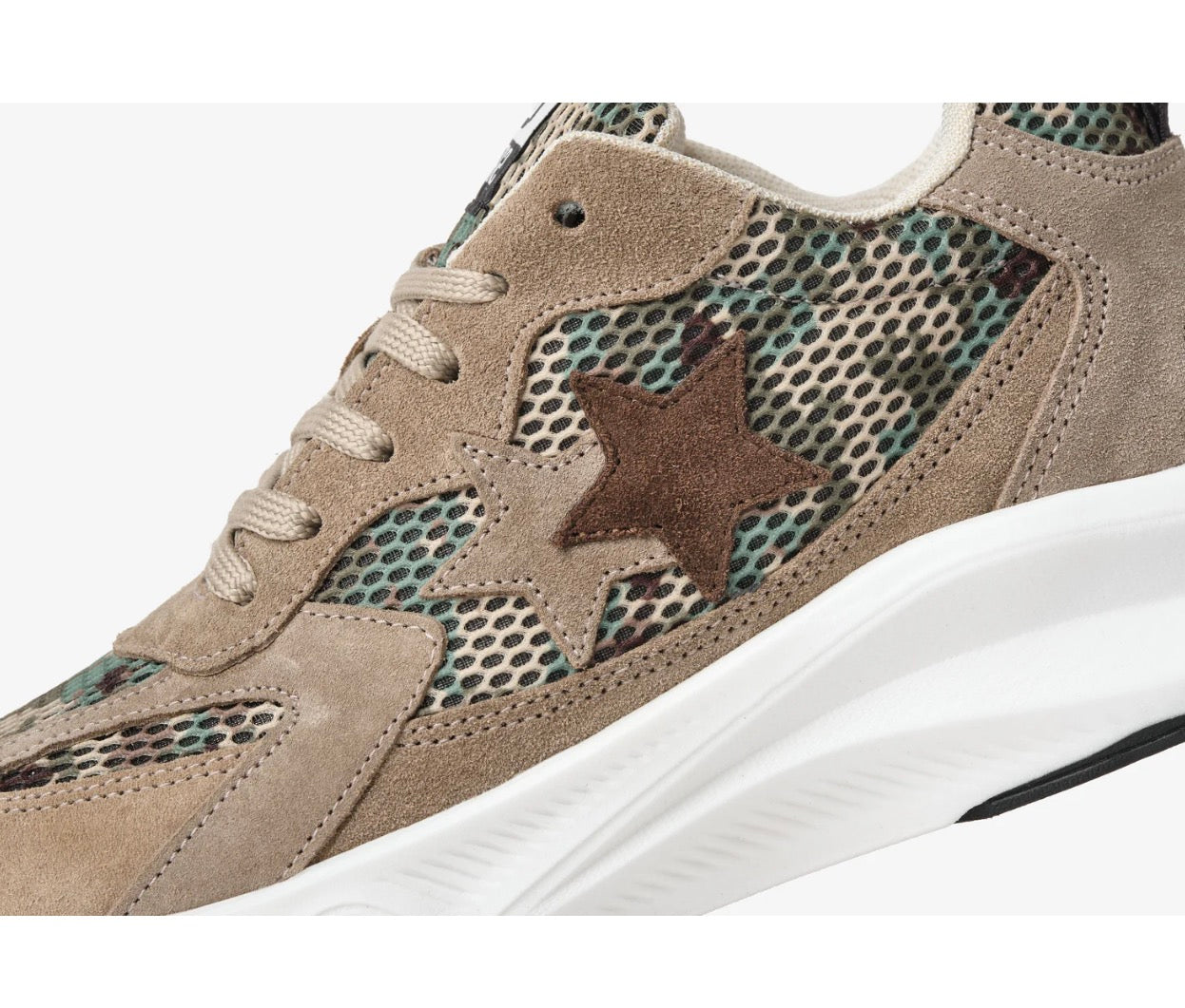 SNEAKER RUN STAR IN NYLON MIMETICO CON DETTAGLI BEIGE