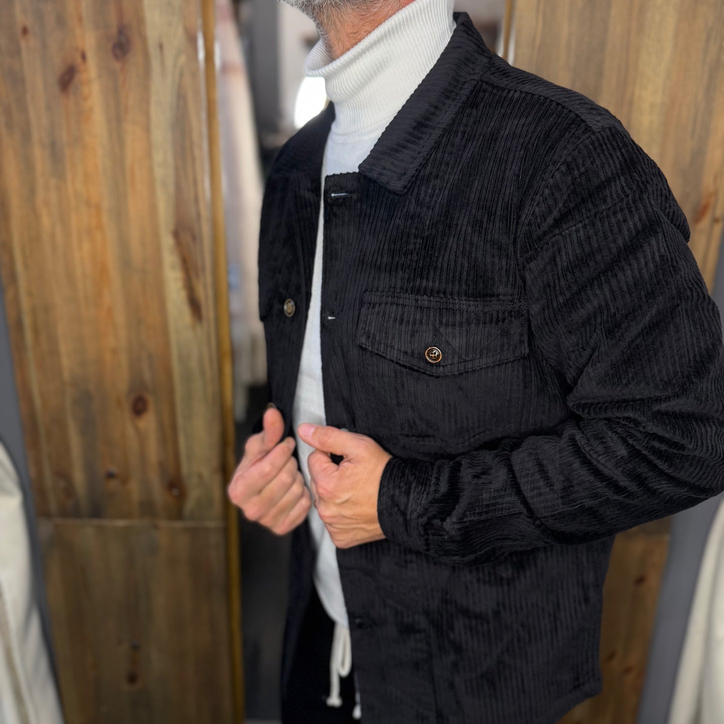 Overshirt velluto nera