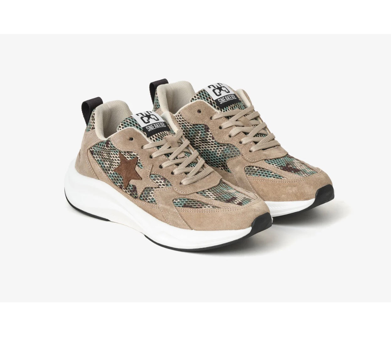 SNEAKER RUN STAR IN NYLON MIMETICO CON DETTAGLI BEIGE