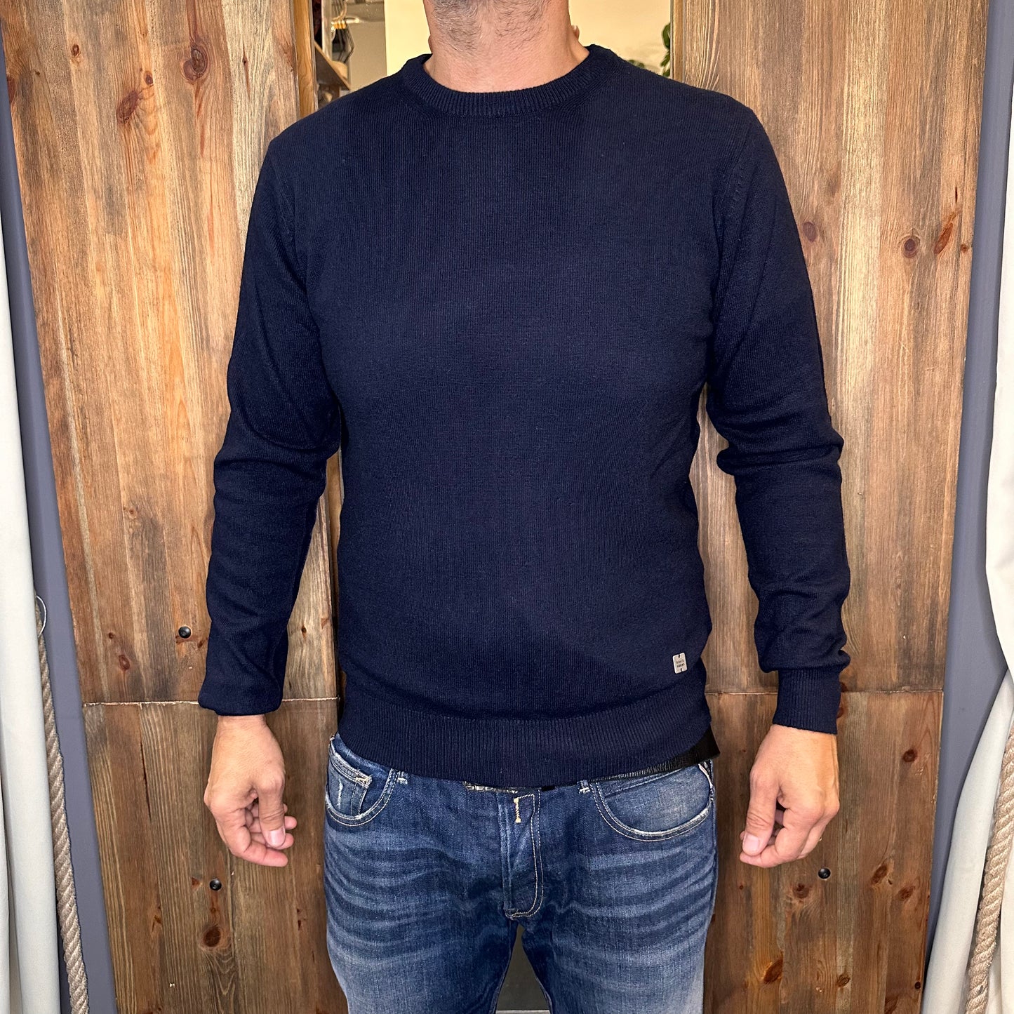 Maglia block eleven cashmere blu