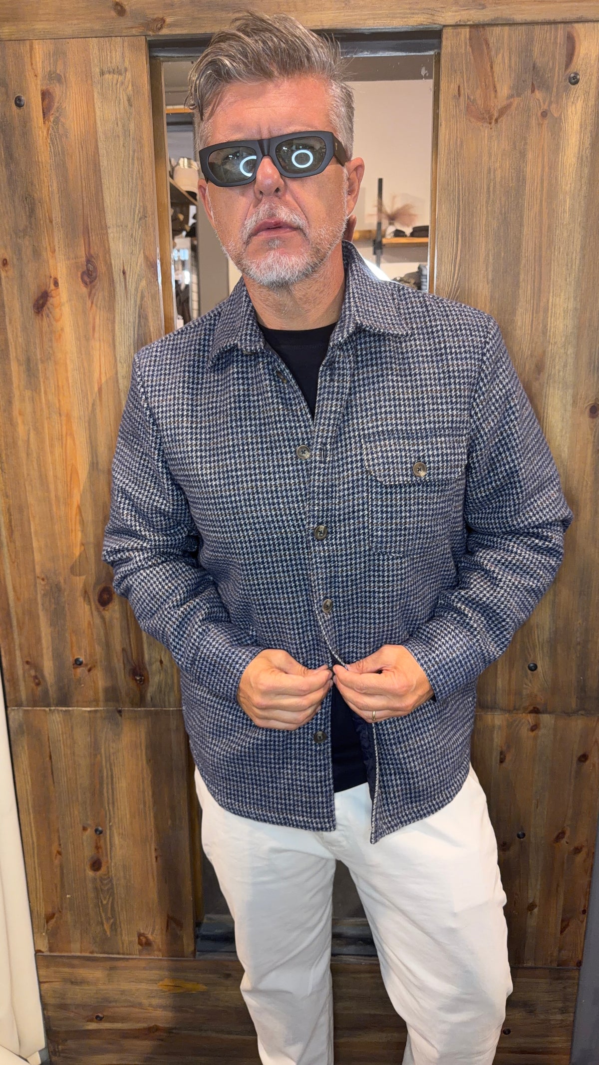 Overshirt Imbottita in Micro Pied-de-Poule – Alta Tensione