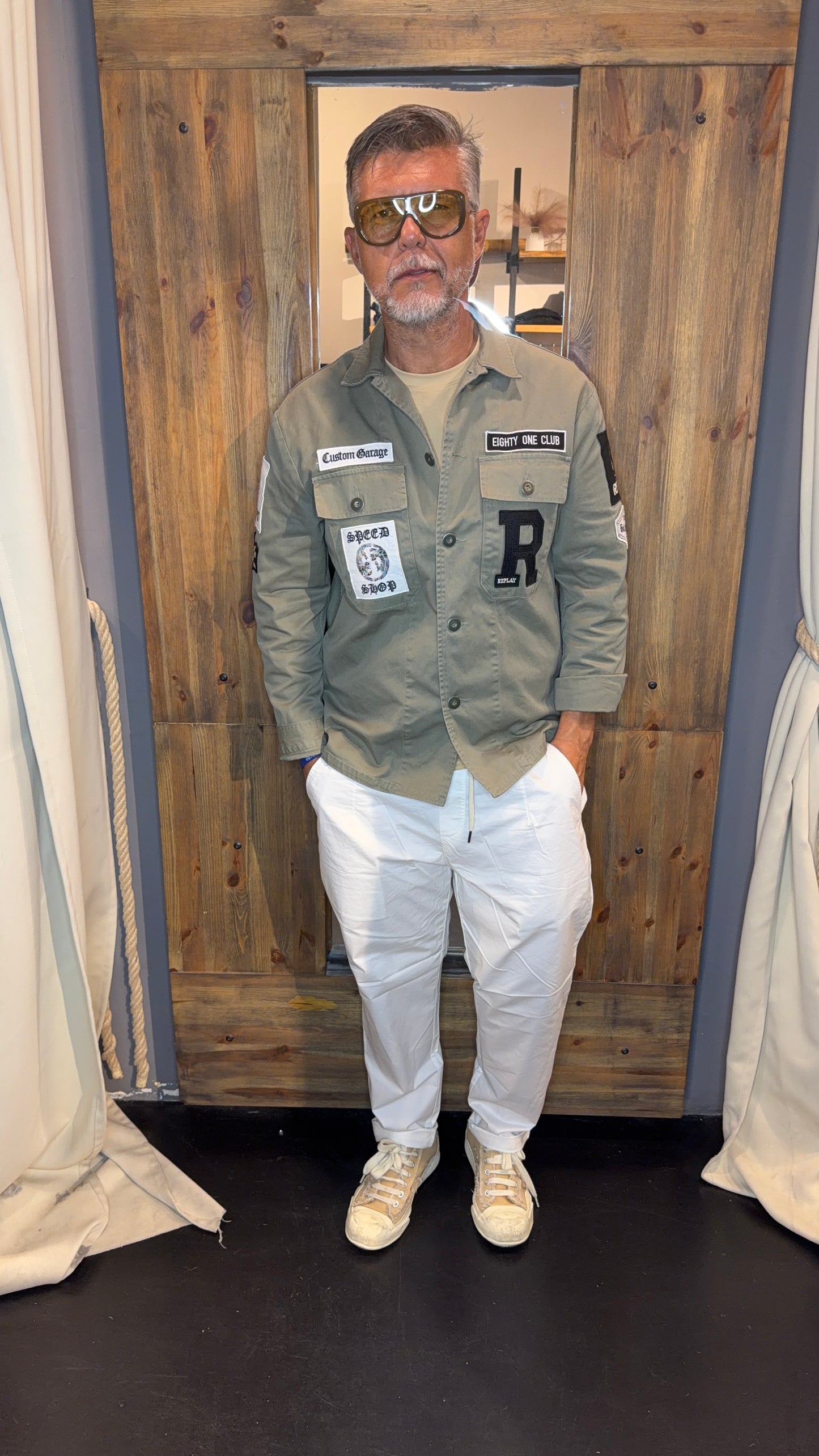 Giacca camicia patch replay