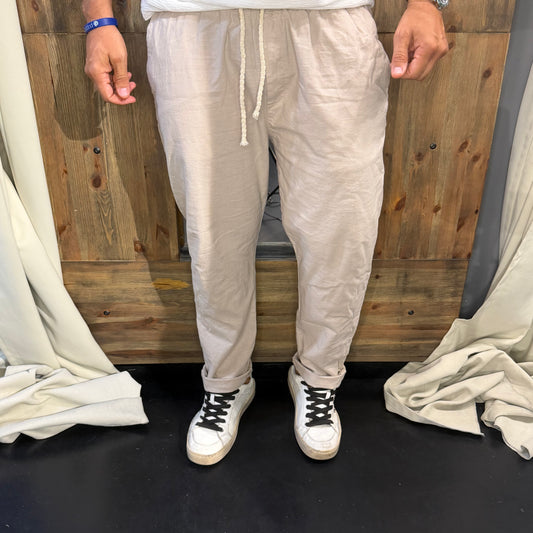Pantalaccio lino e cotone sabbia