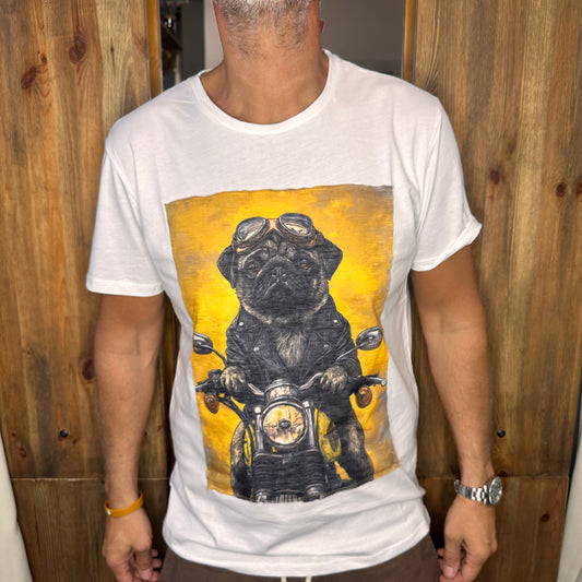 T-shirt dog motocycle
